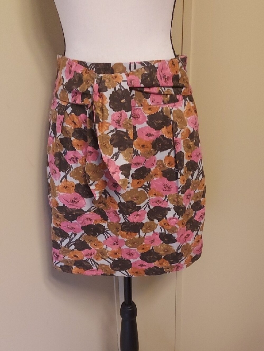 Jack by BB Dakota Pink Brown Floral A-Line Skirt